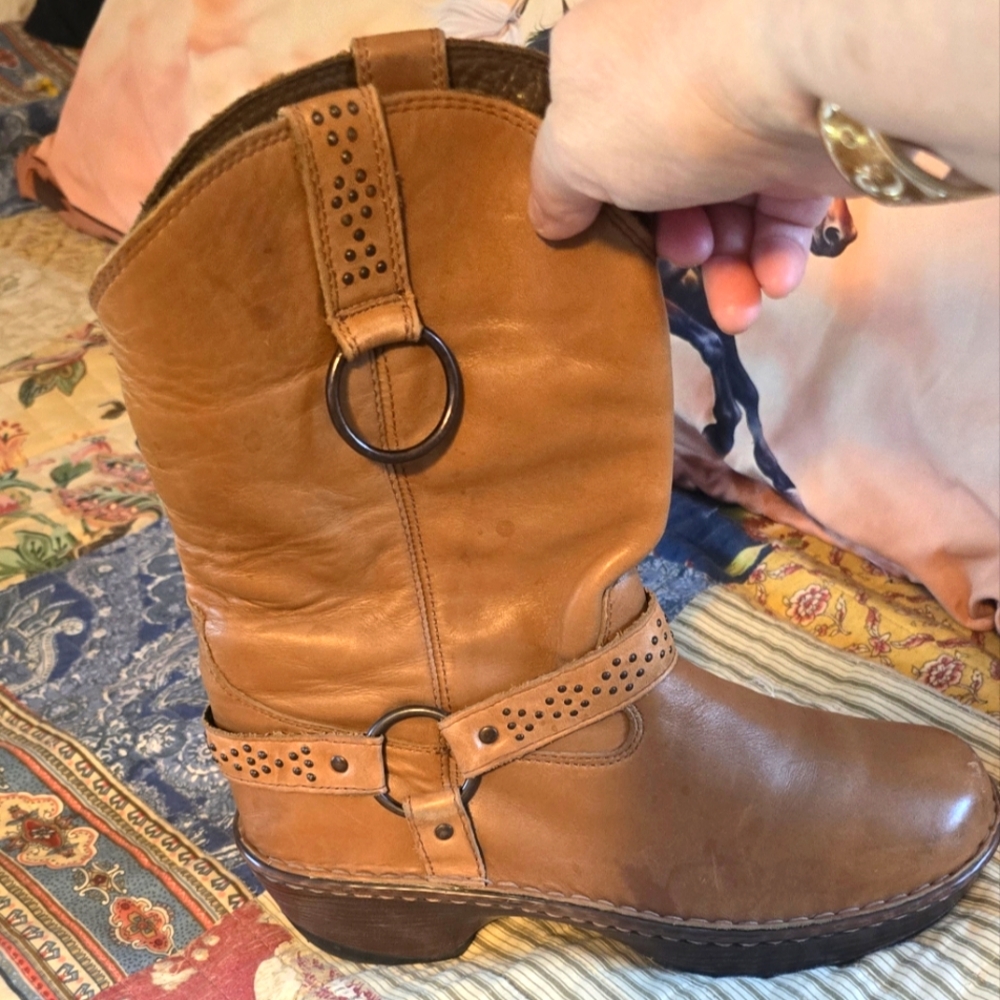 Durango Tan Heeled Boots with Studded Details
